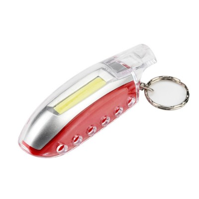 High quality 2 in 1 Mini COB Led Keychain Flashlight Emergency 3 Modes Torch Light with Whistle