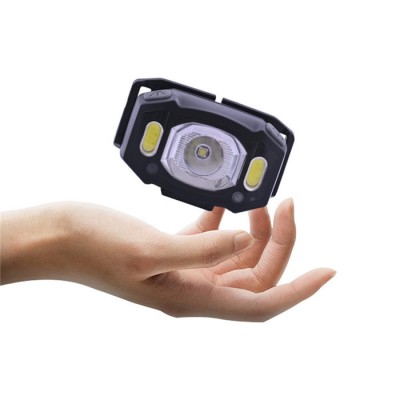 USB Rechargeable LED Headlight waterproof Body Motion Sensor Head Torch Light With Red Warning light headlamp For Running