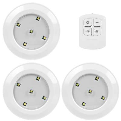 3 Pack Remote Control COB LED Security Night Light Cordless Battery Powered Lamp